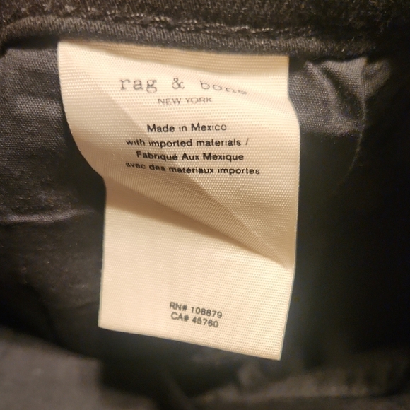 Rag & Bone Wren High - Rise Slim Straight Leg Frayed Edge Black Jeans Size 30 - Picture 5 of 9